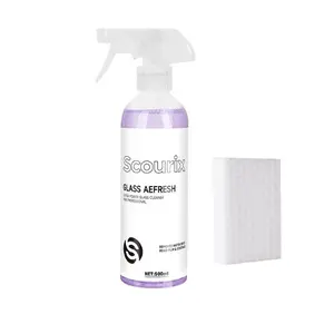 Car Glass Oil Film Remover,Glass Oil Film Remover，Car Oil Film Remover，Keep the windshield clear and bright,Hy drophobic coating for anti-fog and rain protection,500 ml of cleaning solution and a nano sponge cloth
