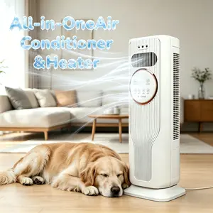 Pet Cooling Bladeless Fan & Heater Combo | 3 Speed Quiet Air Circulator For Home Bedroom Office | All Season Warm Cool Air With Remote