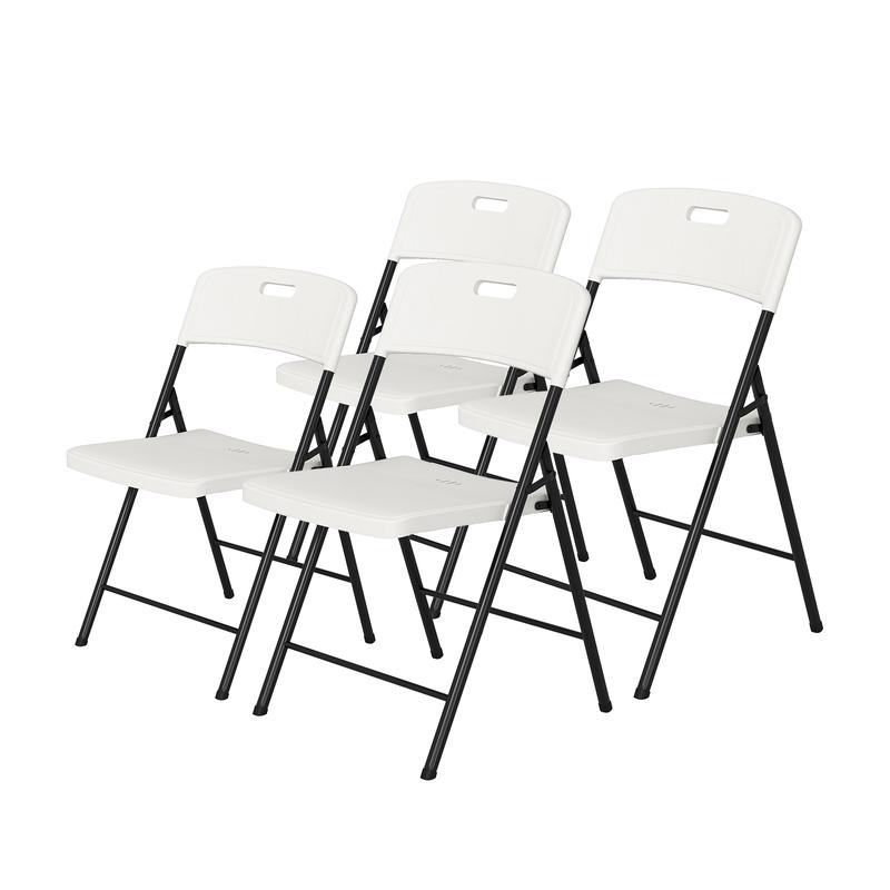 4-Pack Folding Heavy Duty Plastic Chair with 500-Pound Capacity,Portable Commercial Chair with Steel Frame for Home Office Wedding Party Indoor Outdoor Events, Stackable