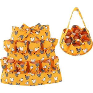 Egg Collecting Apron & Basket: 12-Pouch Chicken Egg Apron, 7-Pouch Chicken Egg Basket for Egg Collector