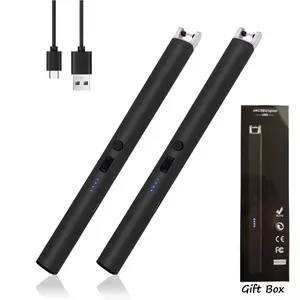 Plasma Lighter, Candle Lighter, Windproof Flameless Electric Lighter with LED Power Display and Safety Switch, USB-C Rechargeable Lighter, Suitable for Birthday Holiday Gifts, Camping Barbecue Tools-gift Box Packaging