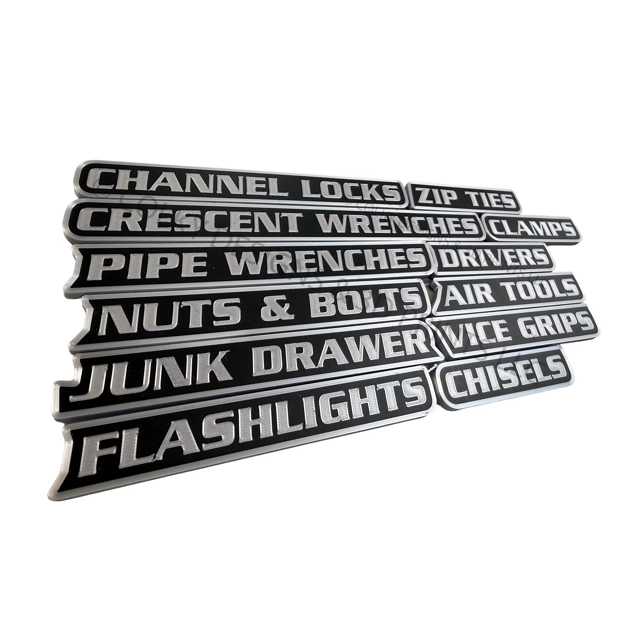 ColKy Designs - Shop Favorites Set – Standard Size 1" - 12 Pack Magnetic Toolbox Label Badges – High Quality 3D Printed Labels Badges and Emblems for Metal Cabinets, Drawers, Tool Chests, Decor Plastic Gift