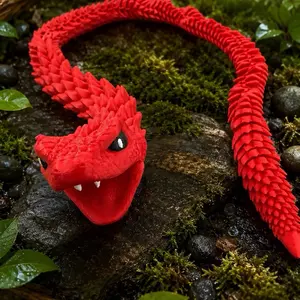 Giant Articulated Red Snake | Flexible 3D Printed Fidget Toy