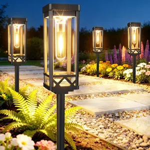 KOOPER Solar Pathway Lights Outdoor, 2X Larger & Brighter Solar Garden Lights, Up To 15 Hours Waterproof Outdoor Solar Lights for Yard Landscape Lighting Path Walkway Driveway Sidewalk