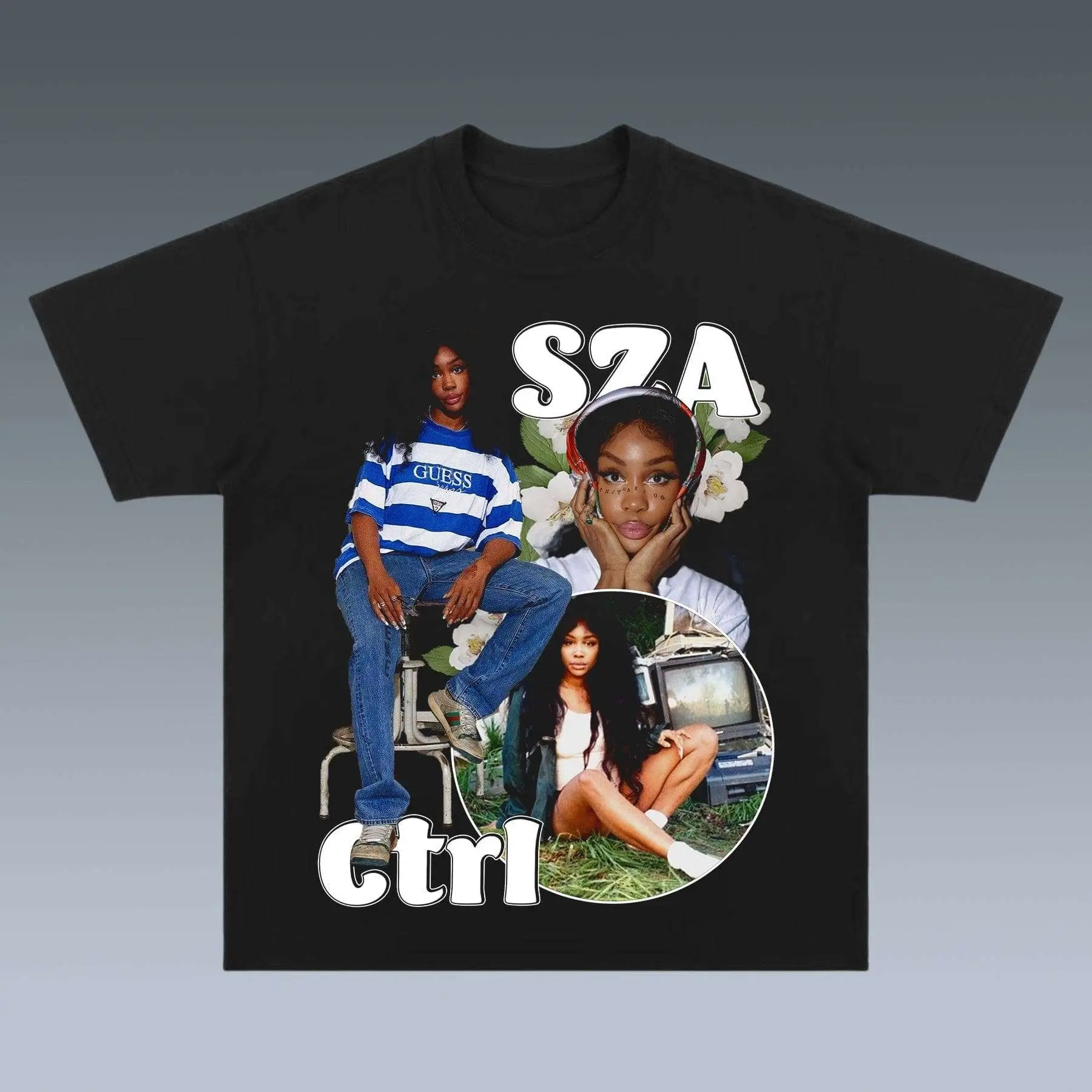 Sz@ Tee T-shirt Vintage Rap Hip Hop Music Unisex T-shirt Creewneeck Madee Using 100% Us Cotton & Printeed In Thee Usa