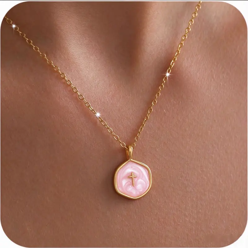 Tewiky 14K Gold Plated Cross Necklace for Women - Dainty Simple Gold Plated Cross Pendant, Elegant & Hypoallergenic Brass Jewelry for Mother's Day Gifts summerwins-LB