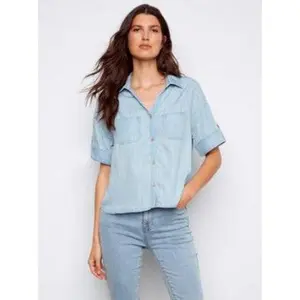 TENCEL BLOUSE W/PATCH POCKETS