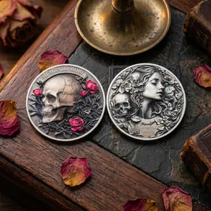 Memento Mori Coin, Double-Sided Gothic Skull Token, Ephemeral Beauty EDC Coin, Stoicism Pocket Token, Macabre Art Gift