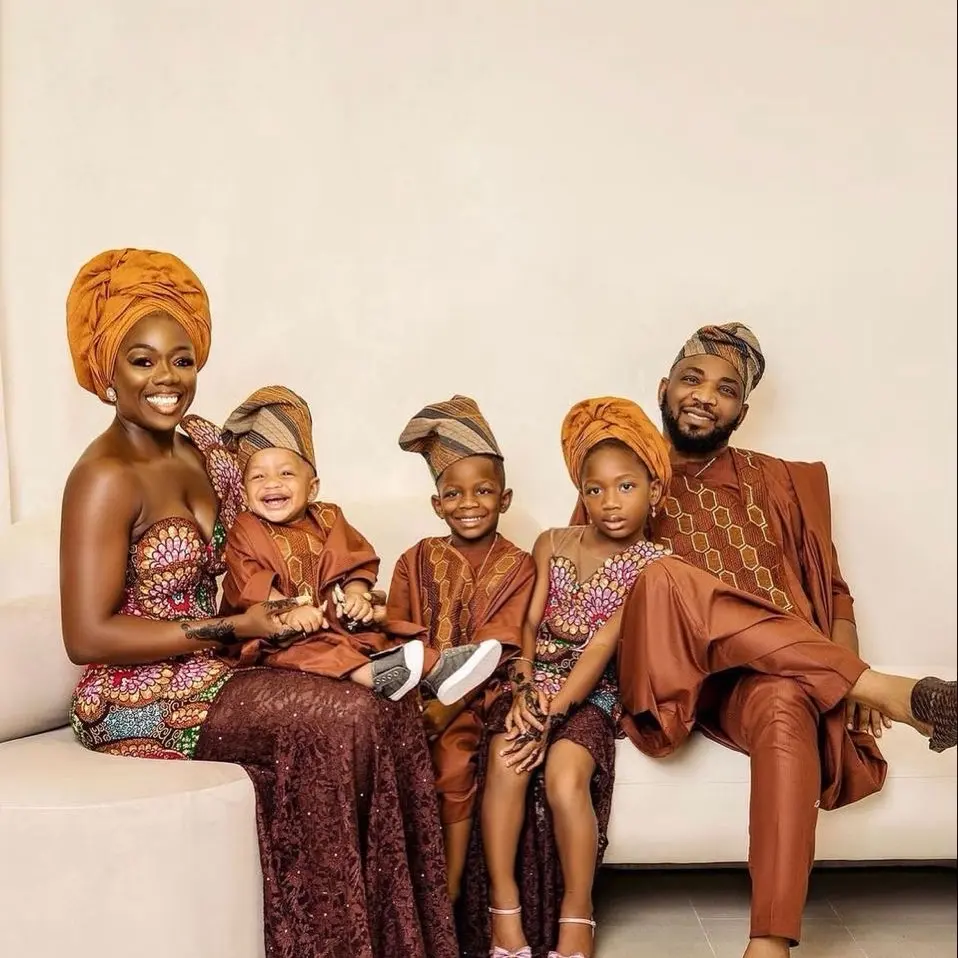 Family African Print Outfit for Holiday Christmas Kwanzaa Photoshoot Kids Holiday Outfit Ankara Adire African Print Men’s Wear