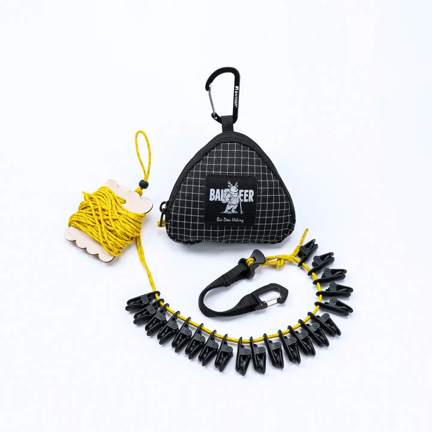 Portable Camping Clothesline, Windproof Elastic Laundry Rope with 12 Clips, No-Drill Space-Saving Travel Accessory for Hotel & Outdoor Use, Accessories