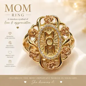 Luxury Gold and Rose Gold Flower Mom's 14K Gold Ring- Special Event Love Milestone Significance Statement Piece