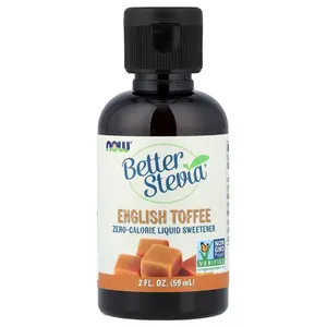 NOW Foods Better Stevia®, Zero-Calorie Liquid Sweetener, English Toffee, 2 fl oz (59 ml)