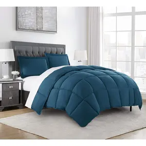 3-Down Alternative Comforter - Lightweight Seasons Luxurious Brushed Microfiber Comforter (Oversized King, Teal)