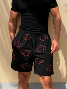 Men's Cloud Print Drawstring Waist Shorts, Regular Fit Casual Comfy Breathable Loungewear Shorts for Daily Wear, Men's Bottoms for Summer