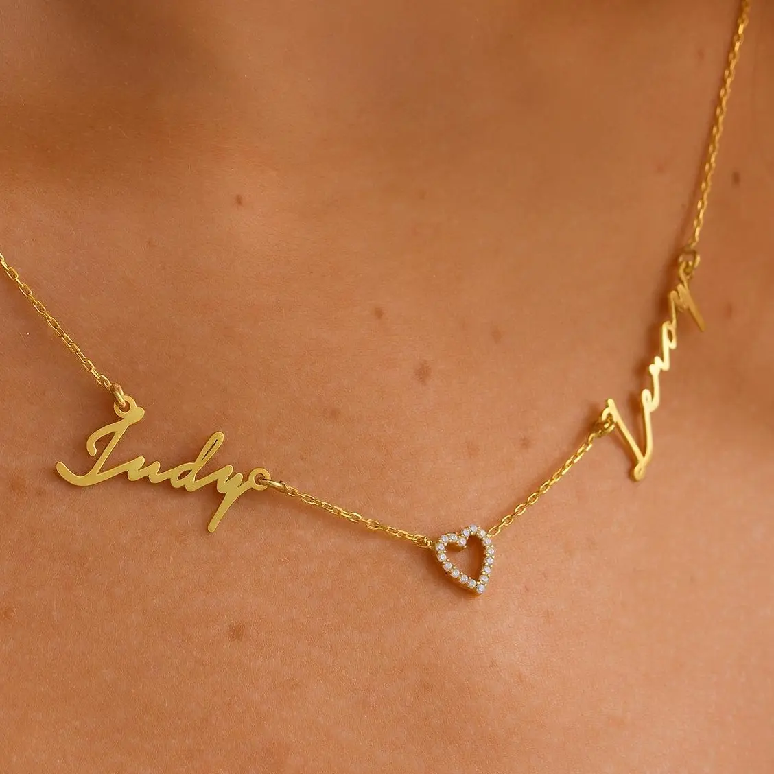 Couple Name Necklace, Name Customized Necklace, Name Keepsake Necklace, Name Engagement Necklace, Bridesmaid Name Pendant, Double Name Necklace, Two Name Pendant, Name Keepsake Jewelry For Mother, Name Minimalistic Pendant, Name Valentines Necklace