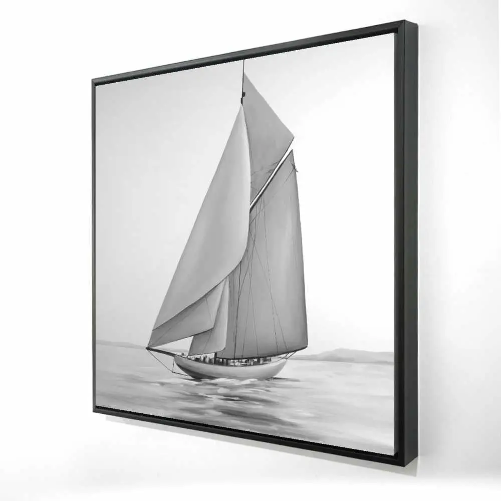 Begin Home Decor 2081-3636-CO74 36 x 36 in. Vintage Sailing Ship - White Coastal Framed Canvas Decor