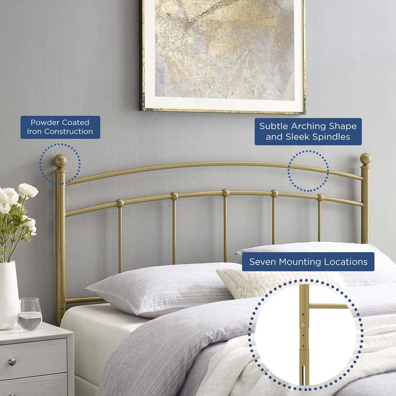 Modway Abigail Twin Metal Headboard in Gold