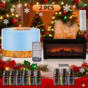 Smart Duo Aromatherapy Set: 2-Pack Remote Control Diffusers with Auto Shut-Off, Cool Mist & 7-Color Mood Lighting