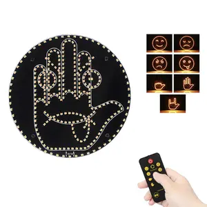 Led Sign Car Light, new center finger light for car rear windows, road rage LED sign with remote control, illuminated gesture light for car windows.  Emoji Stickers Decal