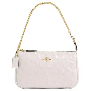 Coach Nolita 19 Logo-Zip Leather Tote Bag for Women, Small Size, White