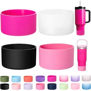 4 Pack Silicone Boot for 40 30 oz Quencher Tumbler, IceFlow Water Bottle 30/20 oz, Cup Bottom Sleeve 2.95 inch Diameter Drink Protector Drinking Gadgets Drinkware