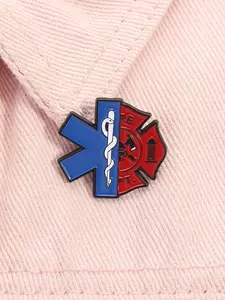 First Responders Firefighters EMT Enamel Pin Medical Staff Star of Life Metal Brooch Clip Lapel Backpack Badge Fashion Jewelry Accessories Gift for Friends Durable Metal Pins Men Accessories