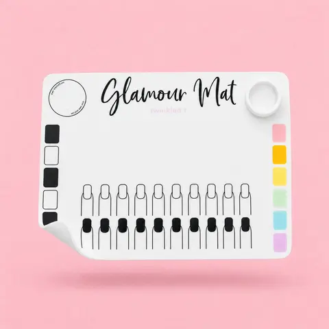 Twinkled T Silicone Glamour Nail Art Mat Kit with Collapsible Cup, Paint Palette for Acrylic Manicure, Nail Care & Polish Application