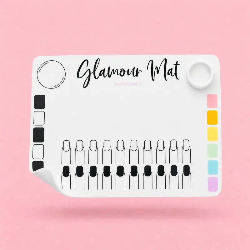 Twinkled T Silicone Glamour Nail Art Mat Kit with Collapsible Cup, Paint Palette for Acrylic Manicure, Nail Care & Polish Application