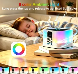 UFORU  Bluetooth Night Light Speaker, Color Changing Bedroom Alarm Clock, Portable Dimmable Bedside Lamp, Ideal Universal Gift for All Ages Men Women Teenssummersale