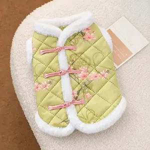 Winter Warm Chinese Style Dog Jacket for Small Dogs, Breed Compatibility, Comfortable Pet Coat for French Bulldogs, Bichon Frise Vest for Chihuahua and Yorkie, Soft