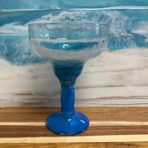 Coastal Freeze Margarita Glass - Blue Marble Design for Perfect Margarita Sipping