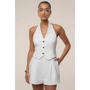 Ivory Luxe Halter Vest
