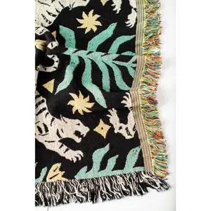 Leona — Verdant Colorway - Woven Blanket with Fringe, USA Made