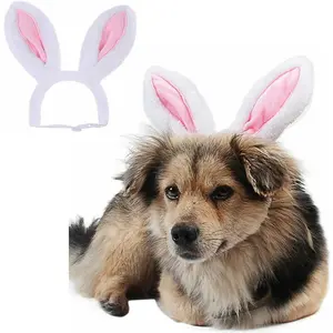 Dog Cute Costume Bunny Rabbit Hat Headband with Ears for Cats & Dogs Party Costume Easter Halloween Headwear (Large)