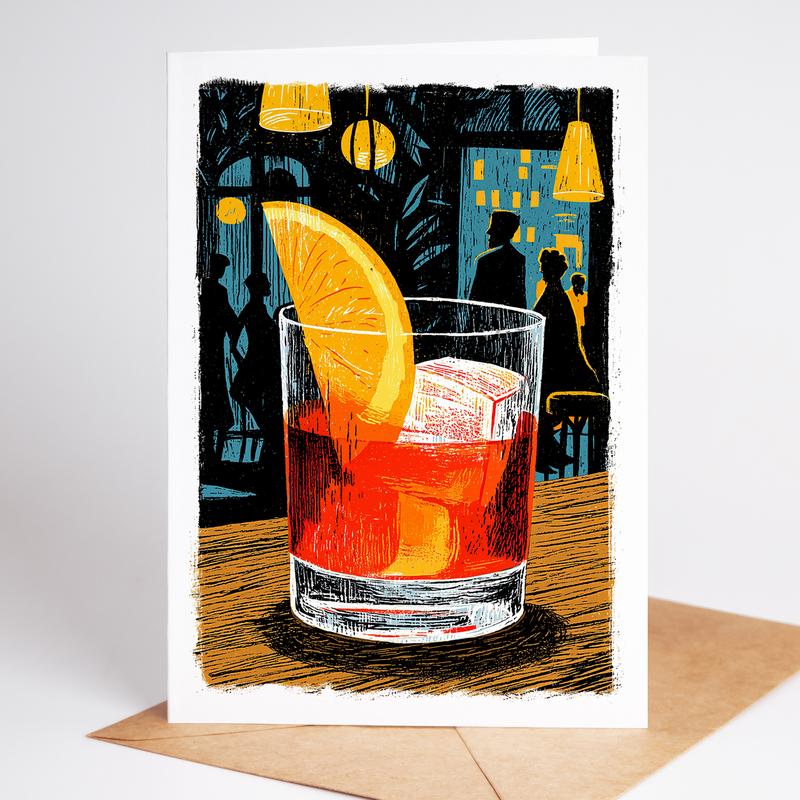 10 Unique Cocktail Greeting Cards | Travel-Inspired Bar Drink Cards | Negroni, Sangria, Margarita, Martini | Blank Inside Set of 10