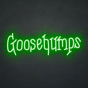 Goosebumps Neon Sign, USB Powered LED Light for Halloween Party Wall Bedroom Decor Creepy Lettering Style Neon Wall Light, Horror Aesthetic Room Decor for Scary Vibes, Haunted House, Gothic Gifts 17.13×5.75 Inch