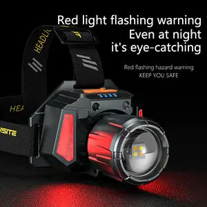 High-brightness LED headlamp with motion sensor, upgraded version with 2400mAh ultra-bright headlight, 1000 high lumens, 6 lighting modes, zoomable, IPX6 waterproof headlamp, suitable for outdoor hiking, camping, running, fishing and hunting