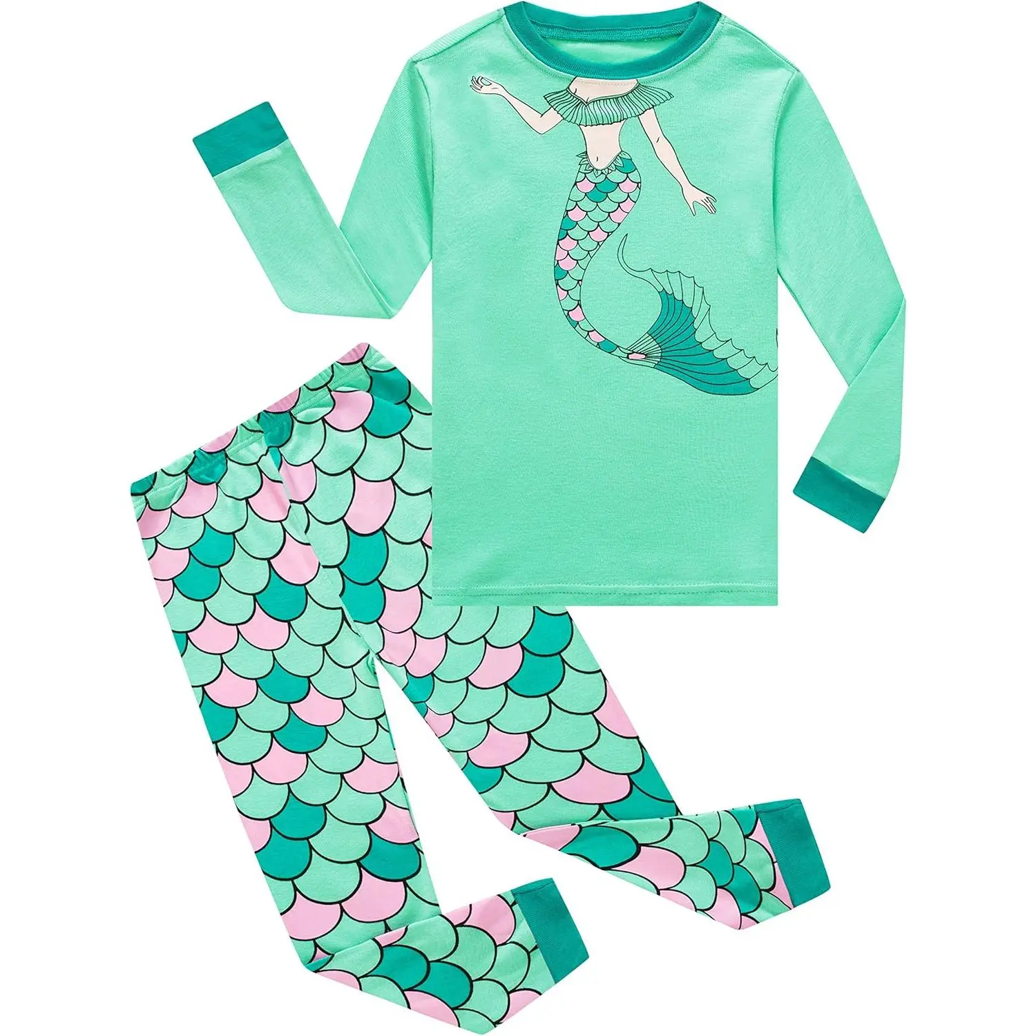Toddler 100% Cotton Pajama Set for Boys & Girls, 2-Piece Long Sleeve Dinosaur Graphic Sleep Set, Soft and Breathable Snug Fit for All Seasons, Matching Sets