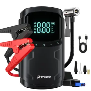 【YL03】Jump Starter with Air Compressor, 3000A Battery Jumper Starter Portable with 150PSI Auto-Shutoff Tire Inflator, 12V Jump Box Car Battery Jump Starter with Jumper Cables, LED Light