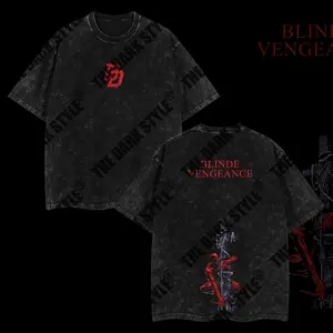 Matt Murdock Daredevil MCU Comic Double Printed Oversize Lightweight Acid Washed Tee TV Series Graphic Top Cotton Streetwear T-Shirt boys merch good  graphic  tees Men's Regular Fit Floral Print Tee