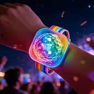 1pcs Party Wearable Disco Ball Light, LED Screen Ball Lamp USB Charging Night Light, Magical Flashing Effects with Suction Cup Vibrant Color Change, Disco Bracelet Lamp for Car Dancing Dj Club