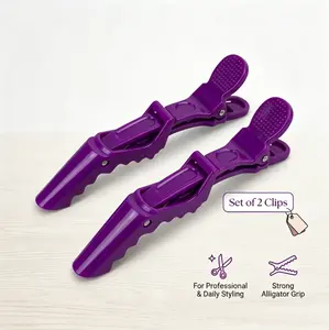 2Pcs Alligator Hair Clips for Styling Sectioning, Non-slip Grip Clips for Hair Cutting, Durable Women Professional Plastic Salon Hairclip with Wide Teeth & Double- Hinged Design