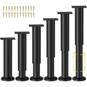 6 Pcs Adjustable Height Bed Support Legs for Bed Frame/Bed Center Slat, Metal Adjustable Furniture Legs 7.08-12.2 inch for Sofa/Cabinet/Couch/Dresser/Table, Heavy Bed Legs Replacement