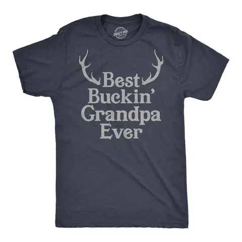 Mens Best Buckin Grandpa Ever T Shirt Funny Fathers Hunting Tee for Grandfather Mens Funny T Shirts Cool Vintage Graphic Tees Dad Joke Shirts for Men Funny Hunting Short Sleeve Novelty Tees for Guys Navy