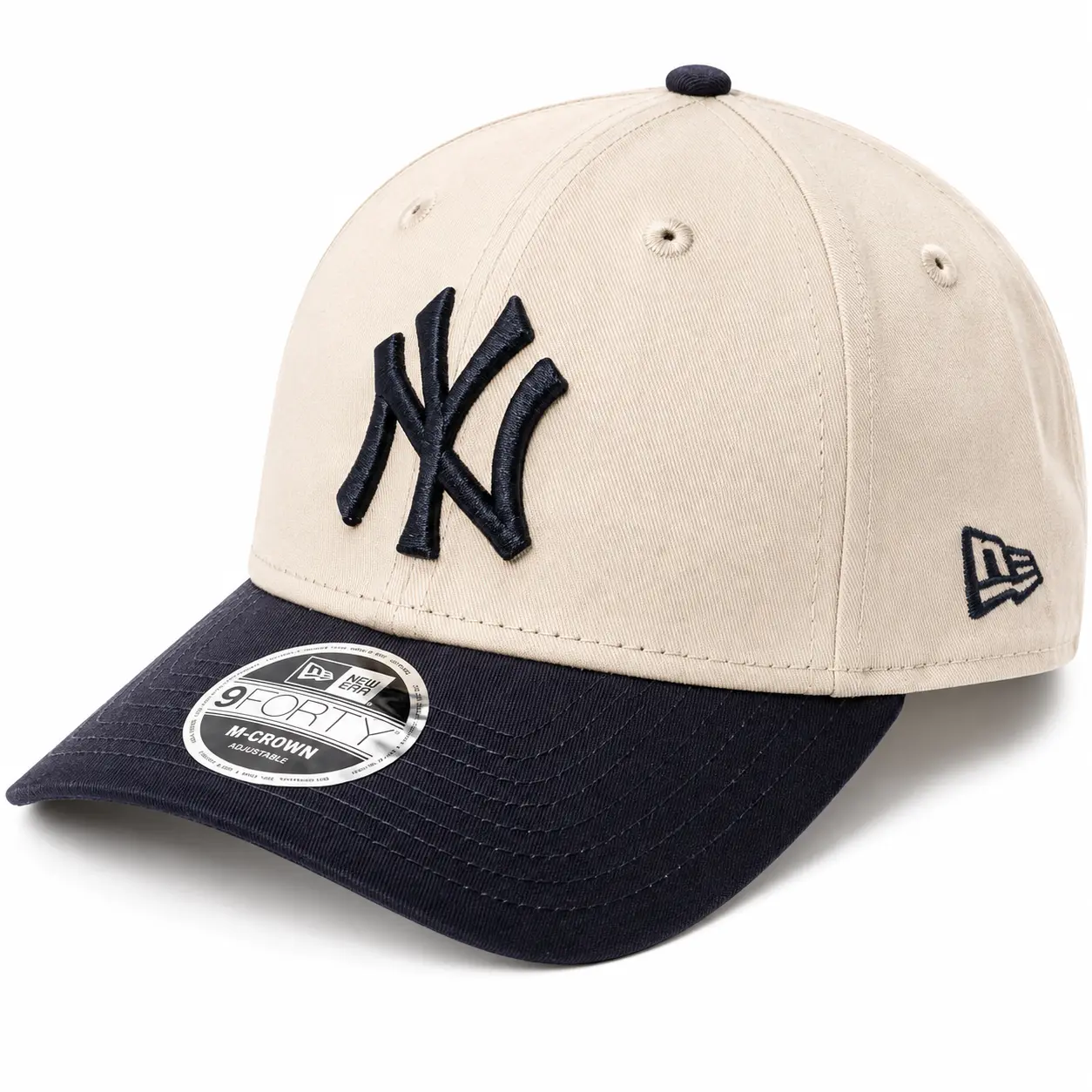 New Era MLB 9FORTY New York Yankees M-Crown Adjustable Baseball Cap Cream Black Curved Brim Embroidered MLB Hat Unisex