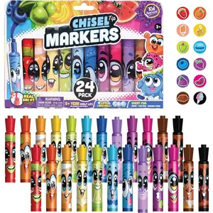 Fruit Scented Chisel Tip Markers, 24 Pack,  Approved, Super Washable, for Posters and Science Fairs, Assorted Colors