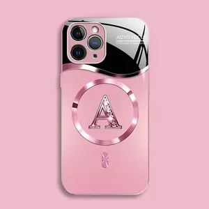 Suitable for [iPhone 11 Pro Max] high-end MagSafe phone case🥰, Luxury Personal Initial Magnetic Case Viral Bling Diamond Letter Cover #SummerVibes 952