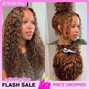 Vshow Water Wave Ombre 4/27 Highlight Glueless Human Wigs Brown Color 360 Wear Go Wigs With Invisi Drawstring Beginners Friendly #springfresh