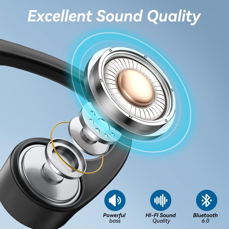 Viyawise B9 Bone Conduction Headphones Bluetooth 6.0 Open Ear Headphones with Mic, Premium Loud Sound 10Hrs Playtime Bluetooth Headphones, IPX6 Waterproof Sports Headset for Running, Cycling, Walking