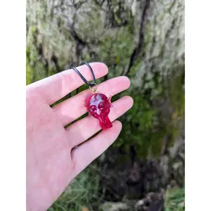 Goblin Head Necklace Red Goblin Necklace Goth Jewelry Halloween Jewelry Halloween Necklace Spooky Necklace for Her Boo Basket Gifts Autumn